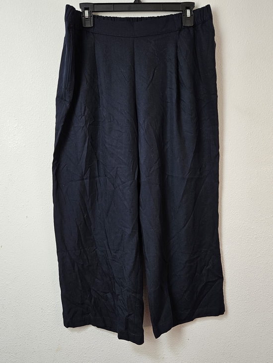 J. Jill Pants - J Jill Navy Elastic-Waist Casual Wide Leg Cropped Lyocell Pants Size Medium